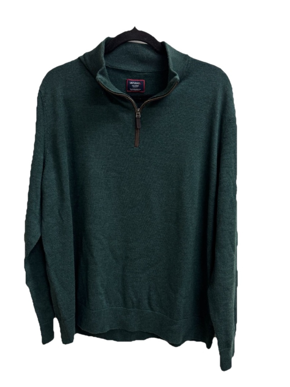 UNTUCKit Men's Merino Wool 1/4 Zip Sweater Forest Green XXL Belguardo Style
